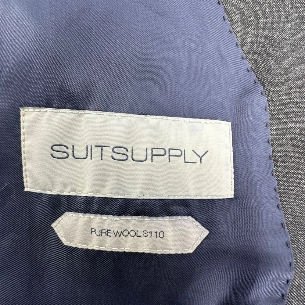Suitsupply Suit Jacket Men 48R Gray Wool Surgical Cuff Vitrale Barberis Canonico